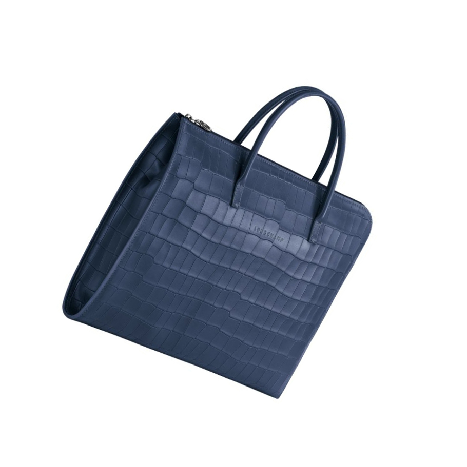 Longchamp Croco Block S Kofferter Dame Marineblå | NO-QY3420