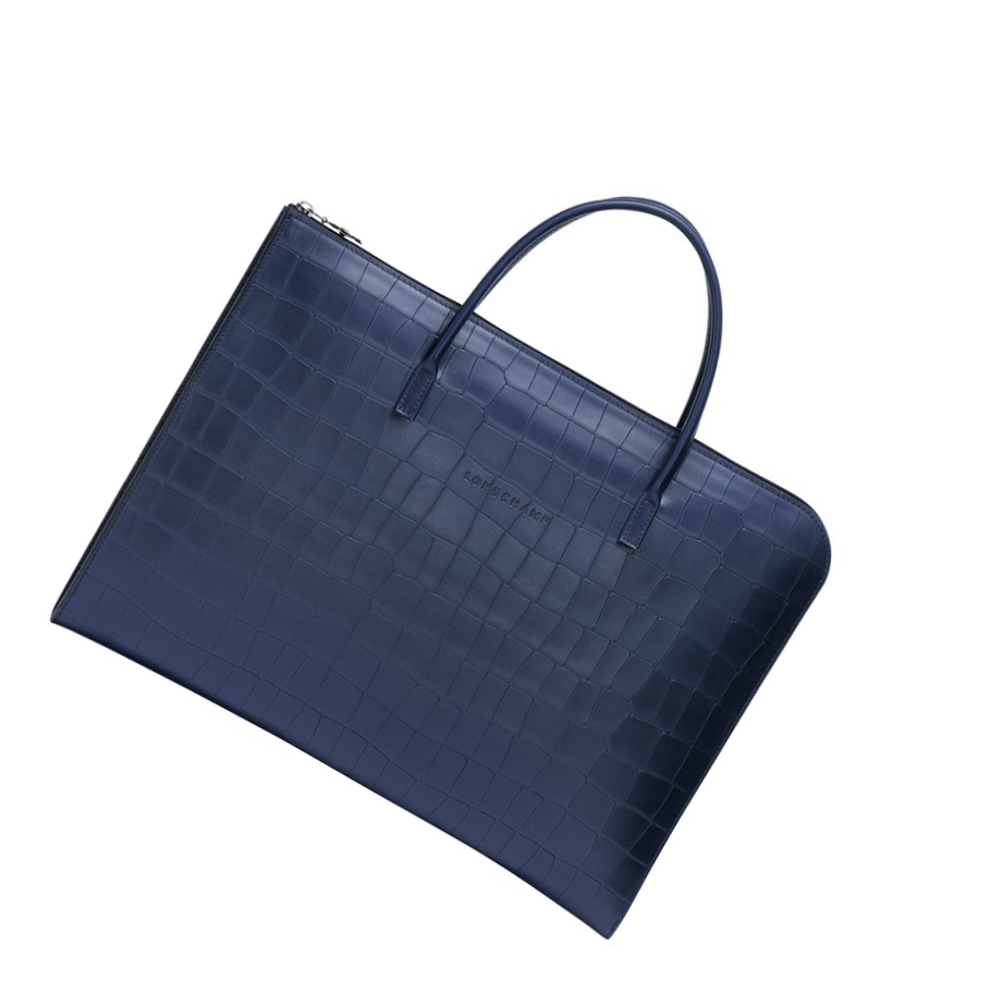 Longchamp Croco Block S Kofferter Herre Marineblå | NO-WN2915