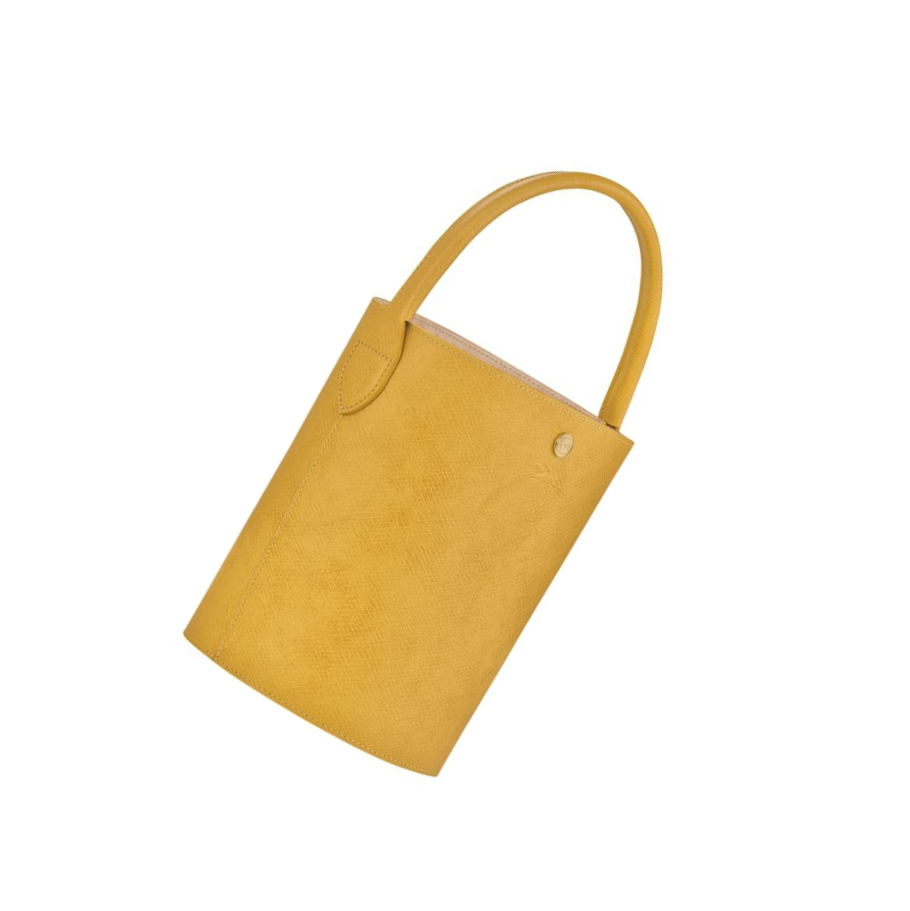 Longchamp Cuir De Russie Håndveske Dame Gul | NO-IY8092