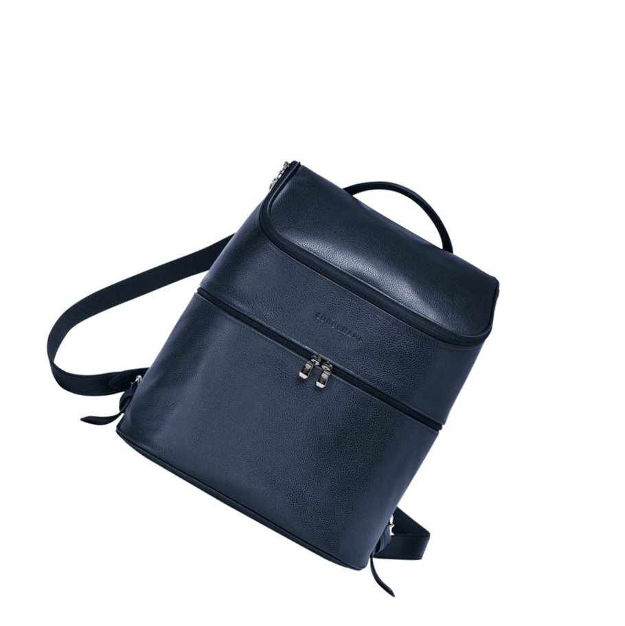 Longchamp Le Foulonné Ryggsekk Dame Marineblå | NO-AL5763