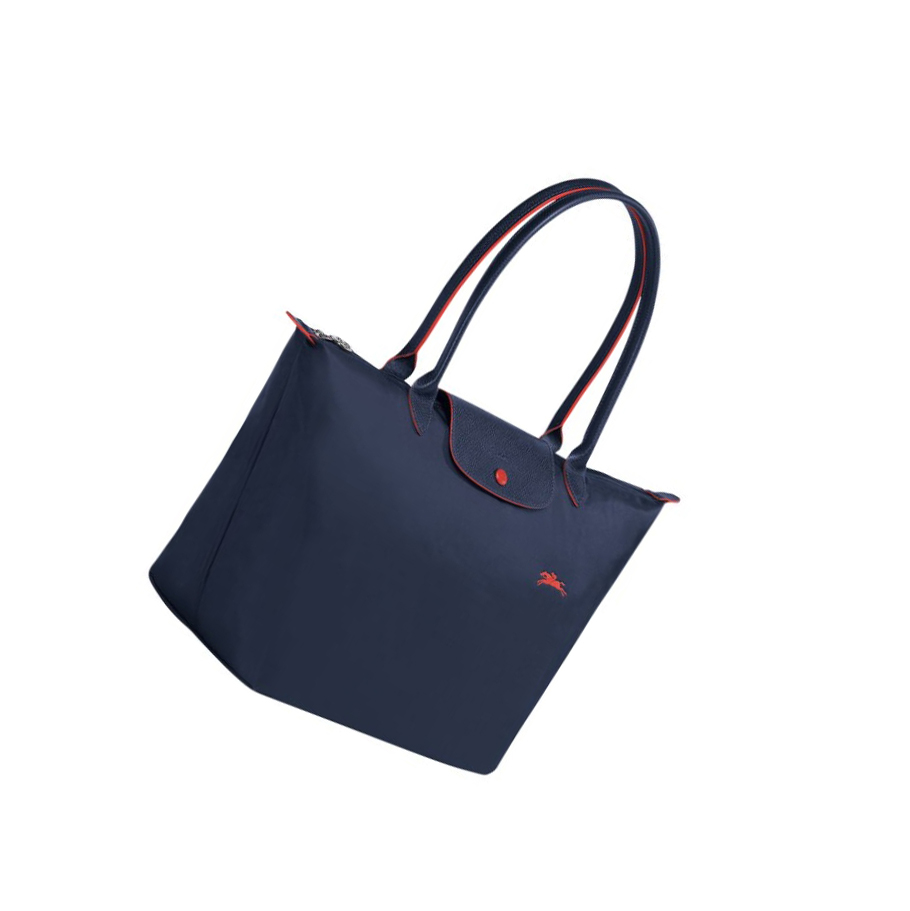 Longchamp Le Pliage Club L Skulderveske Dame Marineblå | NO-QY2974