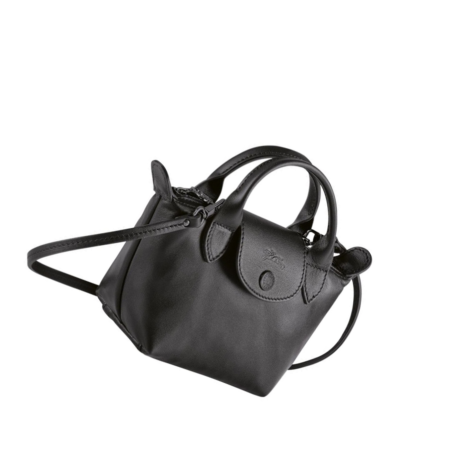 Longchamp Le Pliage Cuir Crossbody Veske Dame Svarte | NO-VC4975