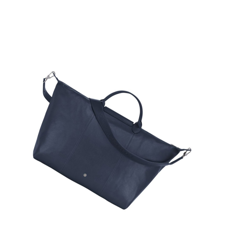 Longchamp Le Pliage Cuir L Reiseveske Dame Marineblå | NO-BG4092