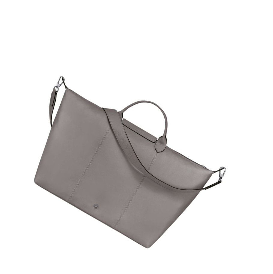 Longchamp Le Pliage Cuir L Reiseveske Dame Grå | NO-CB0249