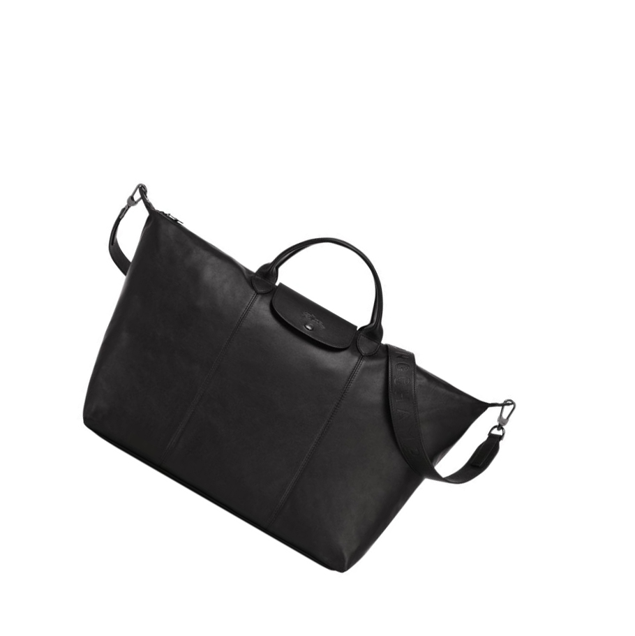 Longchamp Le Pliage Cuir L Reiseveske Herre Svarte | NO-RN7234