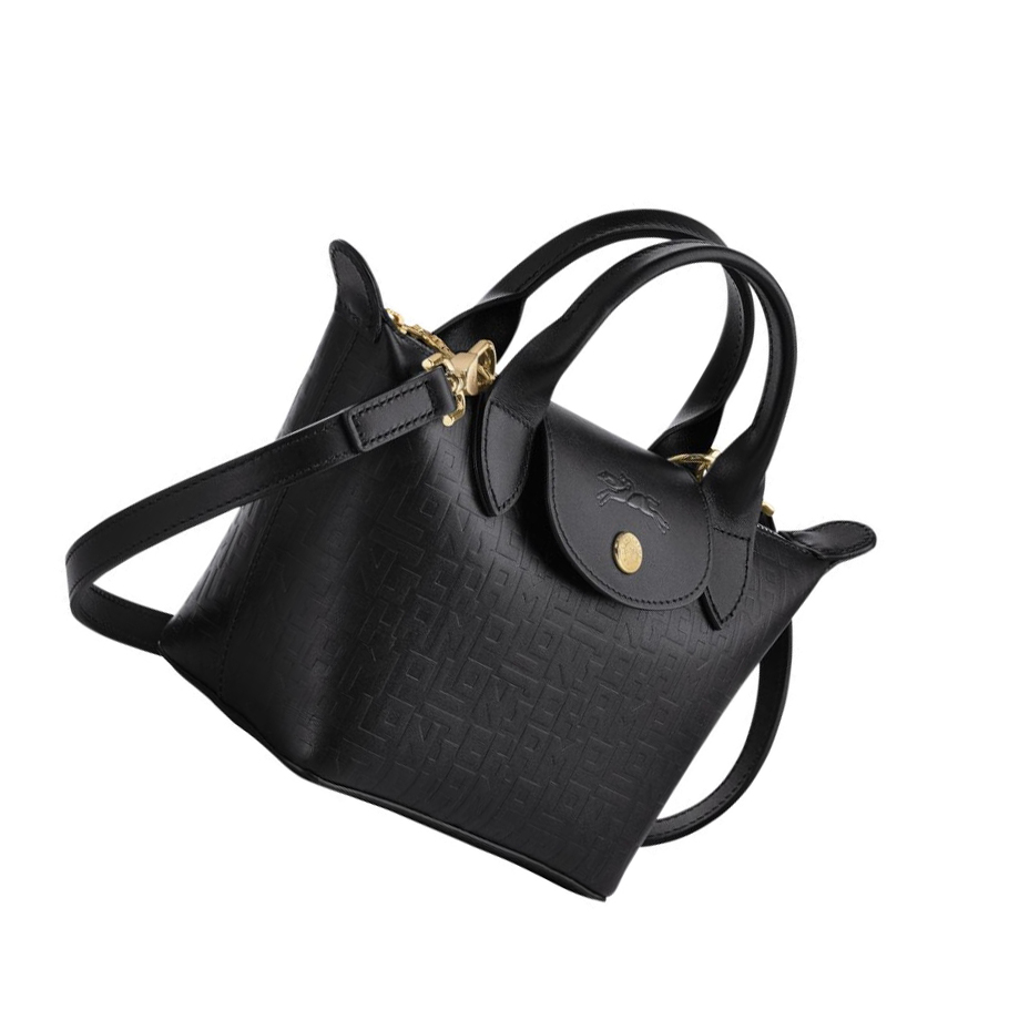 Longchamp Le Pliage Cuir Lgp XS Håndveske Dame Svarte | NO-LQ0237