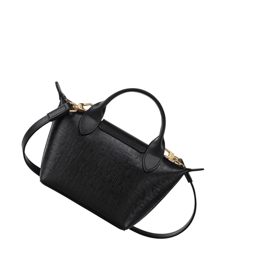 Longchamp Le Pliage Cuir Lgp XS Håndveske Dame Svarte | NO-LQ0237