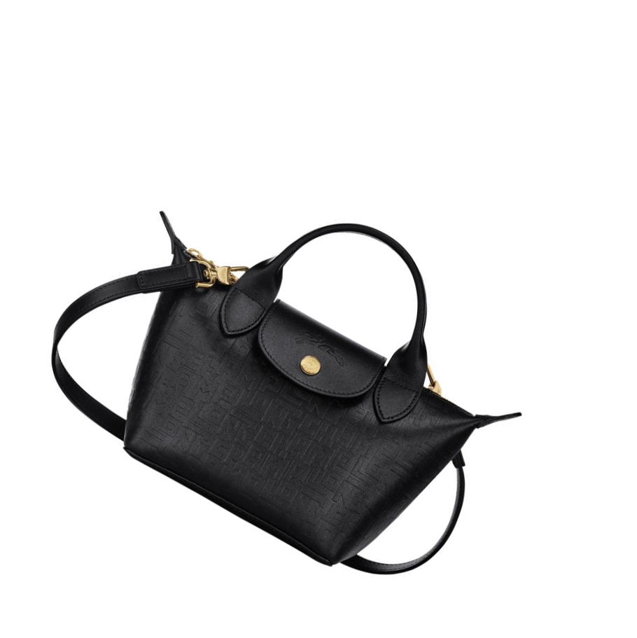 Longchamp Le Pliage Cuir Lgp XS Håndveske Dame Svarte | NO-LQ0237