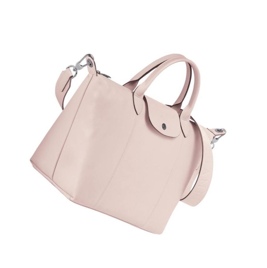 Longchamp Le Pliage Cuir M Håndveske Dame Rosa | NO-YJ8342