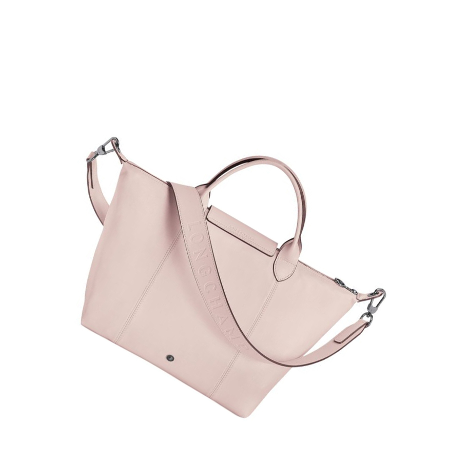 Longchamp Le Pliage Cuir M Håndveske Dame Rosa | NO-YJ8342