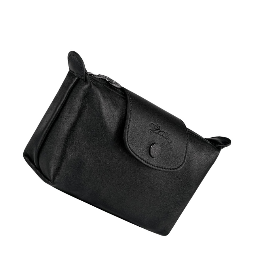 Longchamp Le Pliage Cuir Pouches Dame Svarte | NO-KF6392