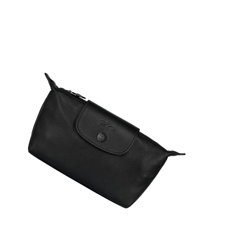 Longchamp Le Pliage Cuir Pouches Dame Svarte | NO-KF6392