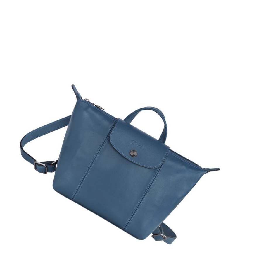 Longchamp Le Pliage Cuir Ryggsekk Dame Blå | NO-BI9023