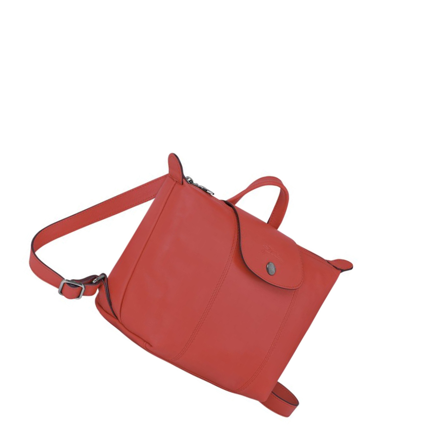 Longchamp Le Pliage Cuir Ryggsekk Dame Rød | NO-JI3089