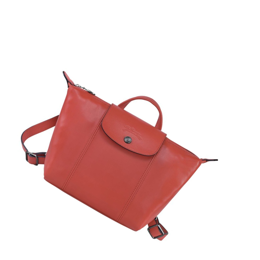 Longchamp Le Pliage Cuir Ryggsekk Dame Rød | NO-JI3089