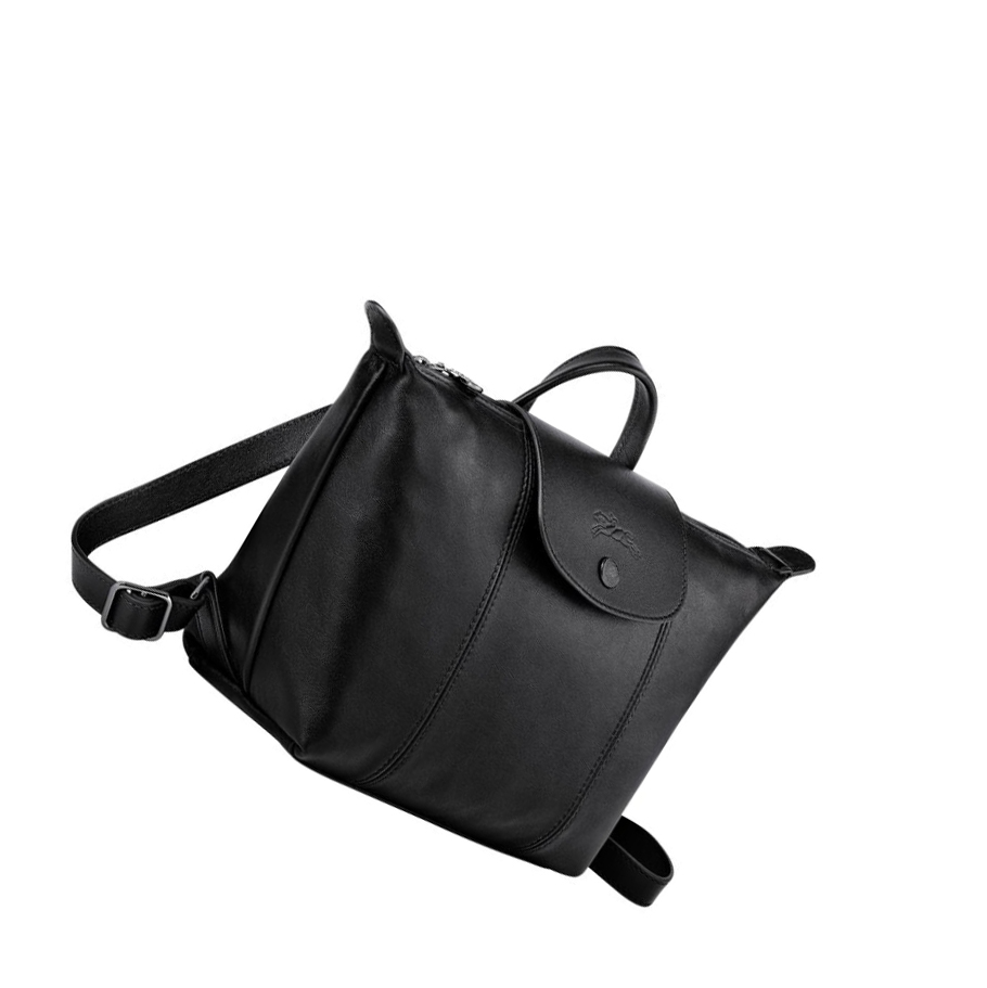 Longchamp Le Pliage Cuir Ryggsekk Dame Svarte | NO-PX9208