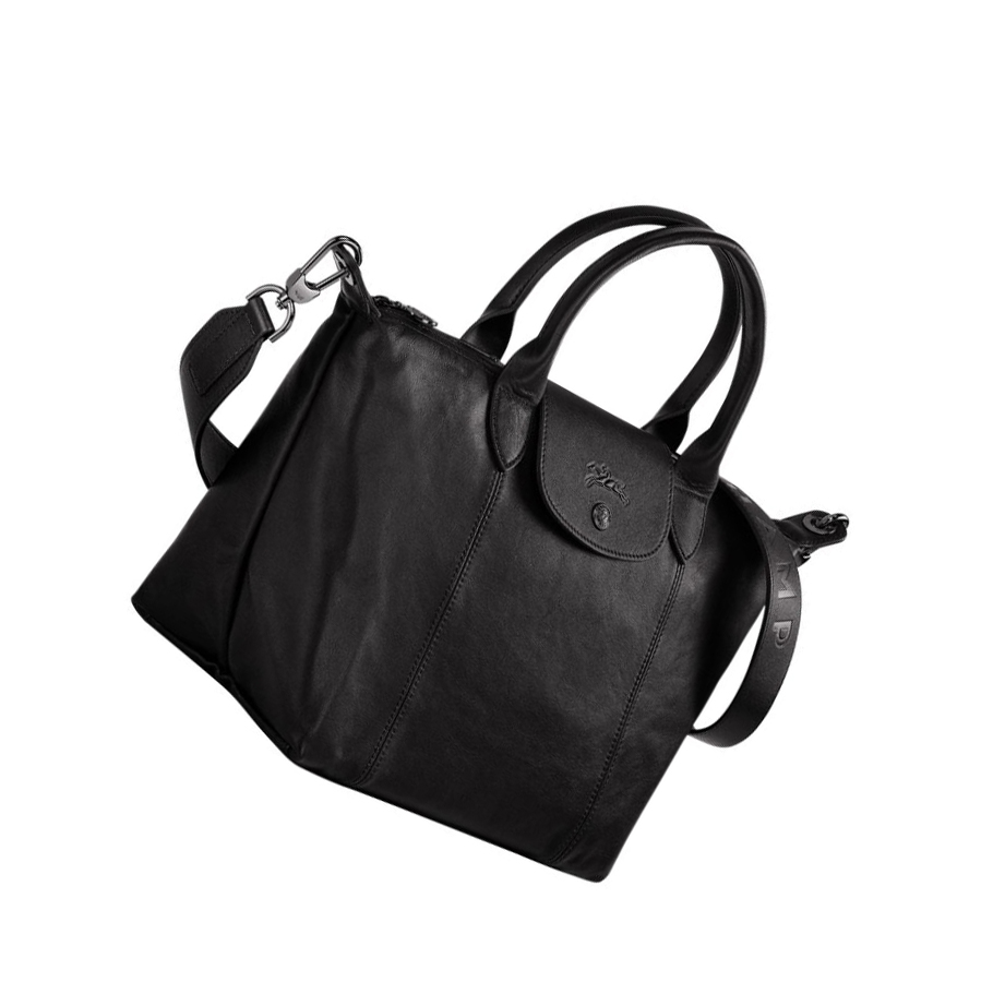 Longchamp Le Pliage Cuir S Håndveske Dame Svarte | NO-CB4736