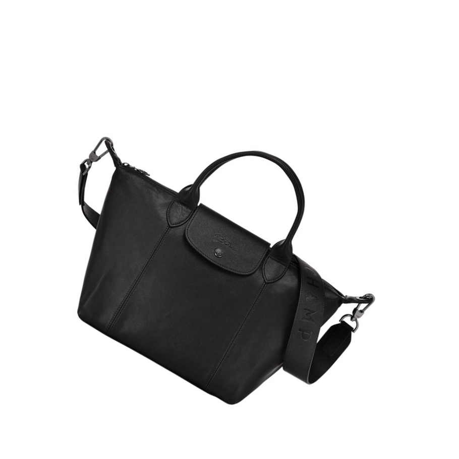 Longchamp Le Pliage Cuir S Håndveske Dame Svarte | NO-CB4736