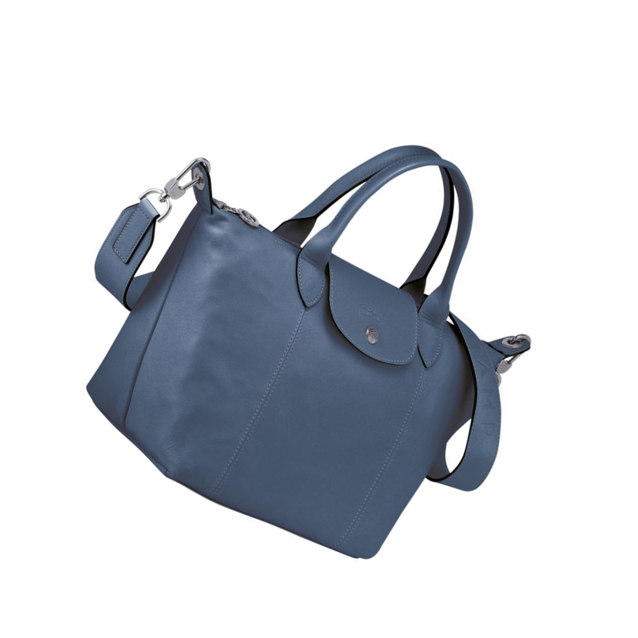 Longchamp Le Pliage Cuir S Håndveske Dame Blå | NO-LA3760