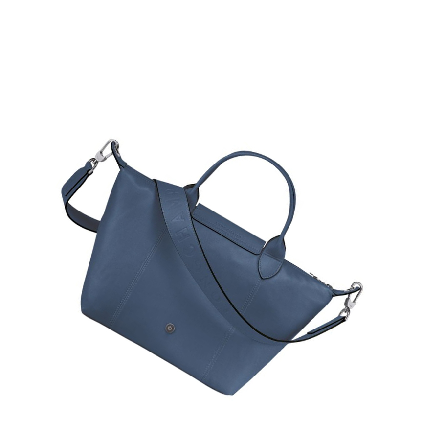 Longchamp Le Pliage Cuir S Håndveske Dame Blå | NO-LA3760