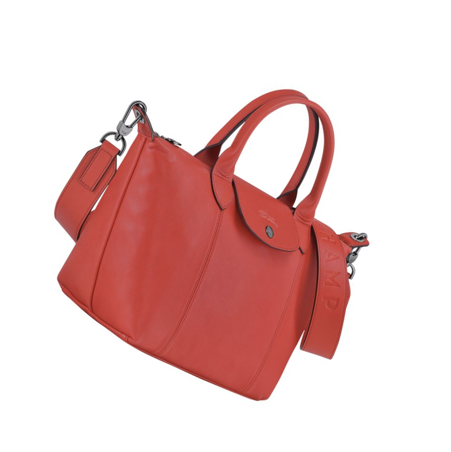 Longchamp Le Pliage Cuir S Håndveske Dame Rød | NO-LH5318