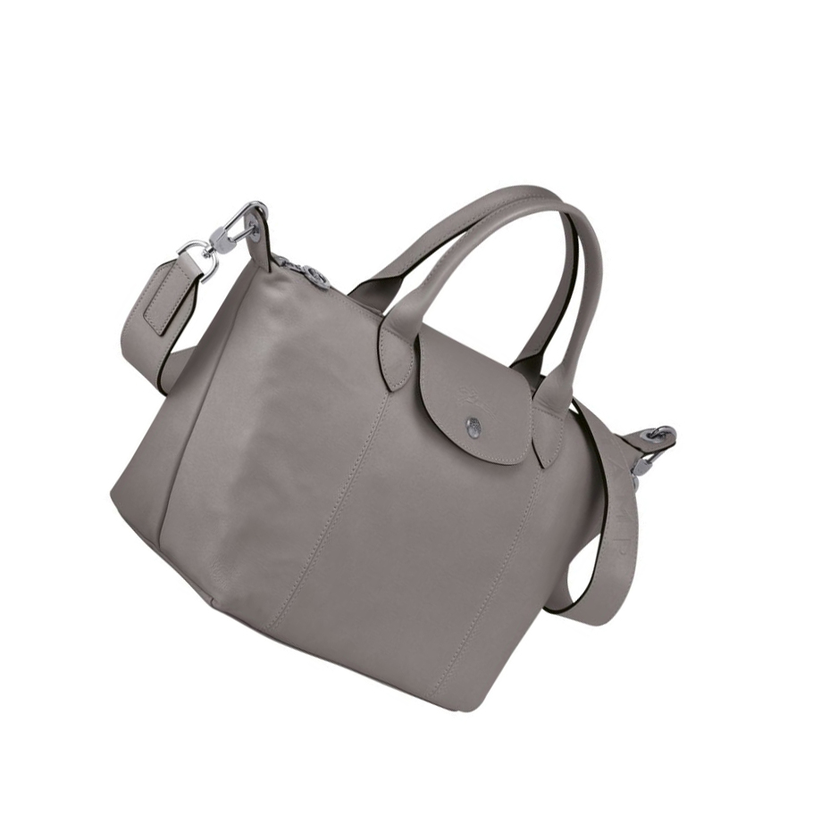 Longchamp Le Pliage Cuir S Håndveske Dame Grå | NO-SV0678