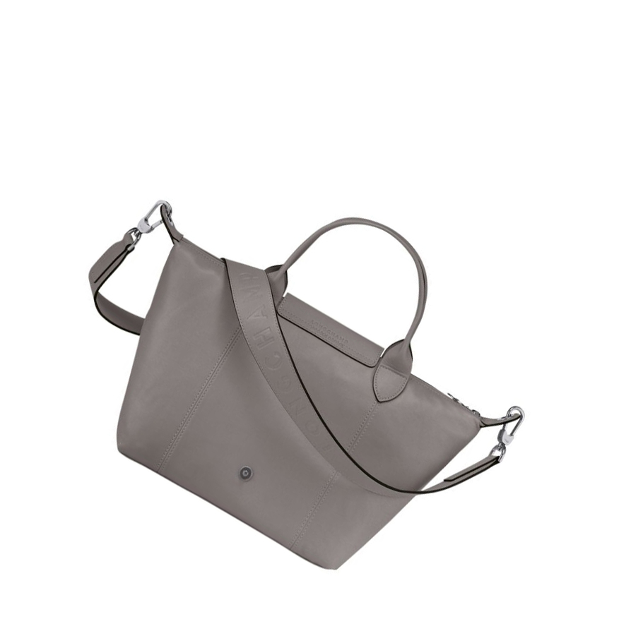 Longchamp Le Pliage Cuir S Håndveske Dame Grå | NO-SV0678