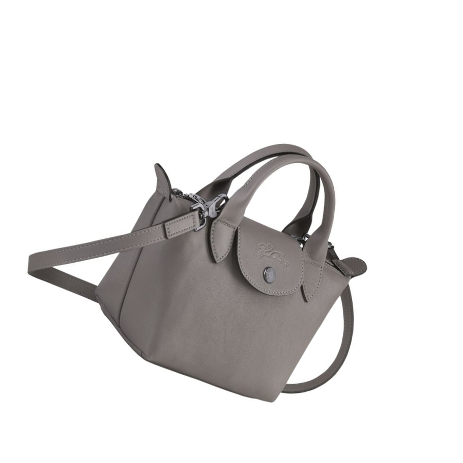 Longchamp Le Pliage Cuir XS Håndveske Dame Grå | NO-TN4162