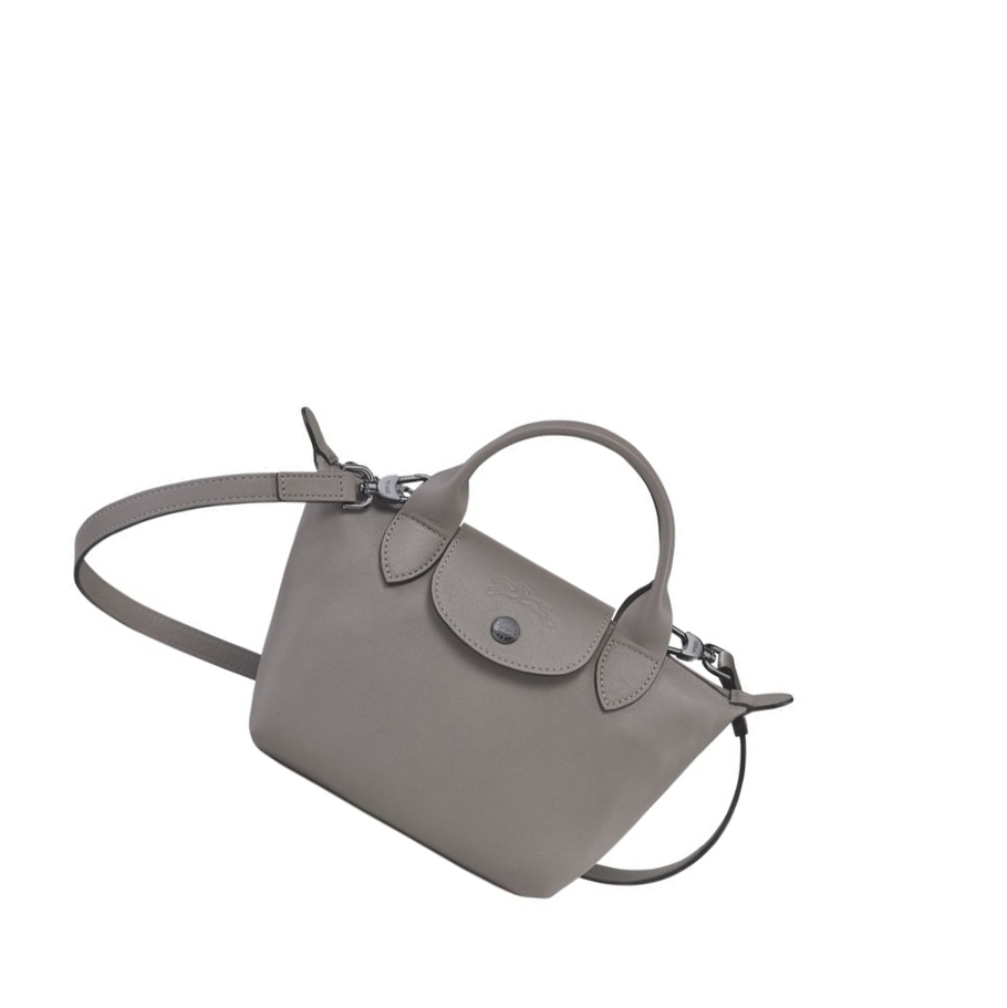 Longchamp Le Pliage Cuir XS Håndveske Dame Grå | NO-TN4162