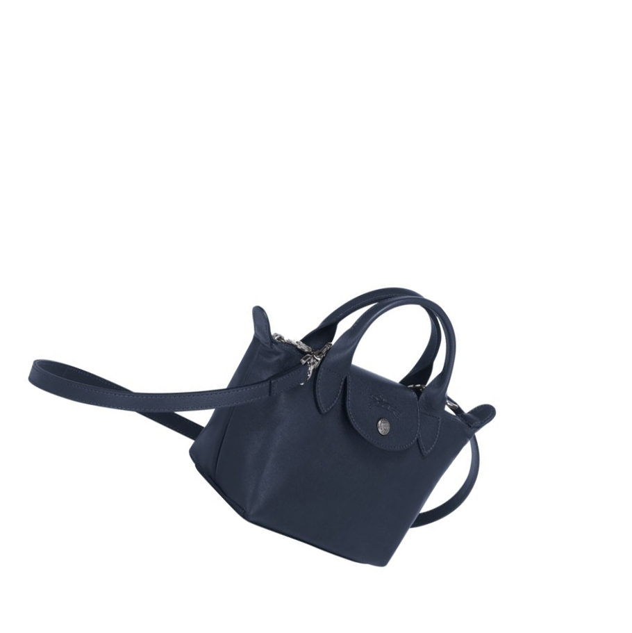 Longchamp Le Pliage Cuir XS Håndveske Dame Marineblå | NO-UH5834