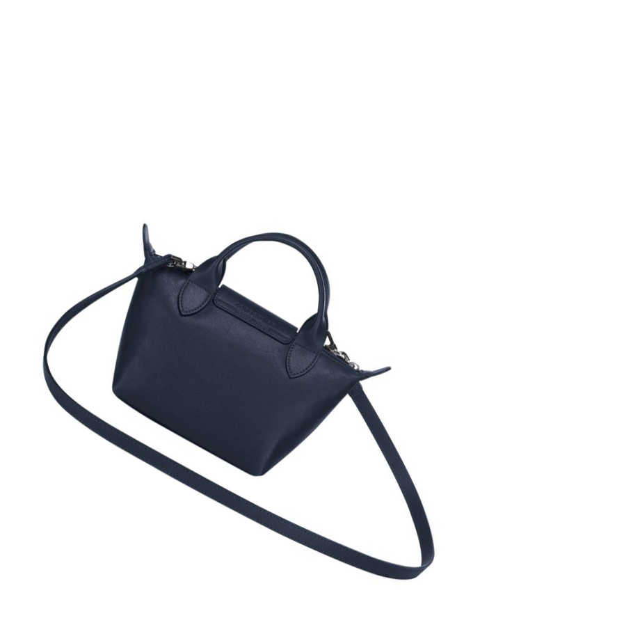 Longchamp Le Pliage Cuir XS Håndveske Dame Marineblå | NO-UH5834