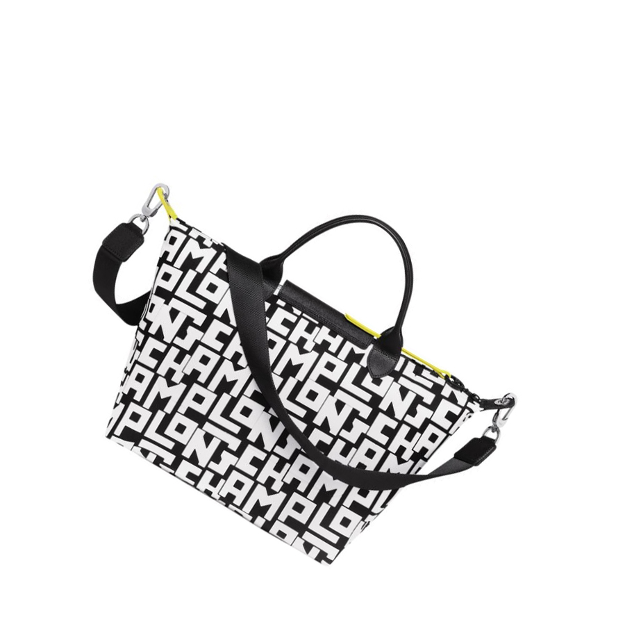 Longchamp Le Pliage Lgp M Håndveske Dame Svarte Hvite | NO-GF5482