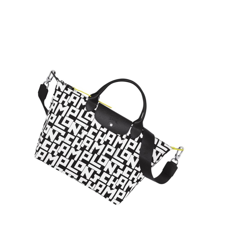 Longchamp Le Pliage Lgp M Håndveske Dame Svarte Hvite | NO-GF5482