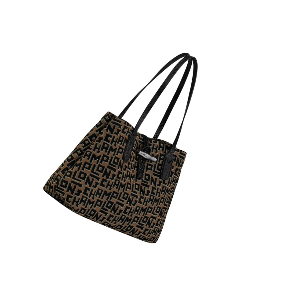 Longchamp Roseau Essential Lgp M Skulderveske Dame Brune Svarte | NO-KO7659