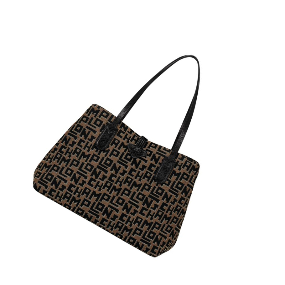 Longchamp Roseau Essential Lgp M Skulderveske Dame Brune Svarte | NO-KO7659