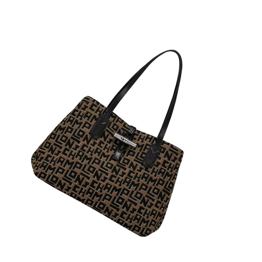 Longchamp Roseau Essential Lgp M Skulderveske Dame Brune Svarte | NO-KO7659