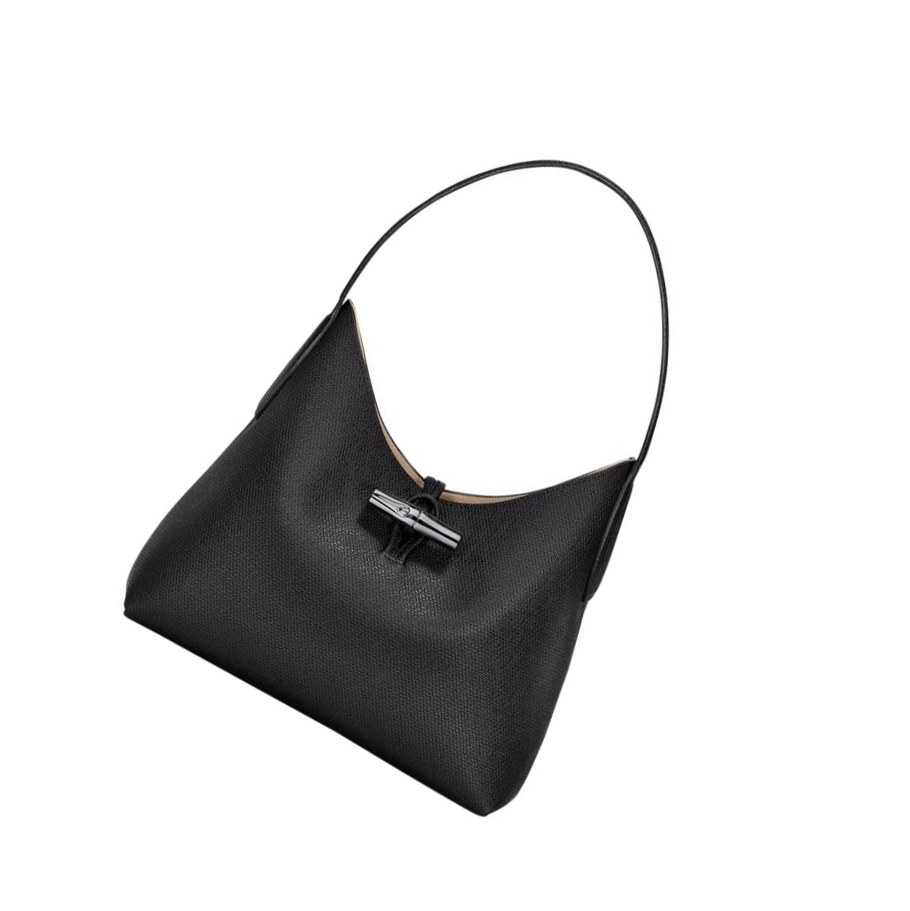 Longchamp Roseau M Skulderveske Dame Svarte | NO-IX1035