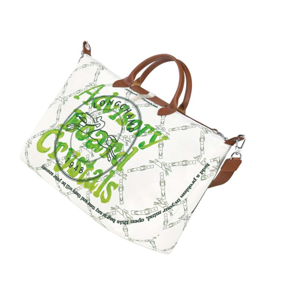 Longchamp X Abc Highart For Hs Reiseveske Dame Hvite Grønn | NO-RU5437