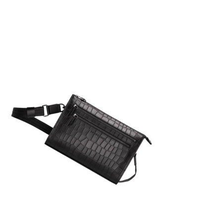 Longchamp Croco Block Crossbody Veske Dame Svarte | NO-HY3056