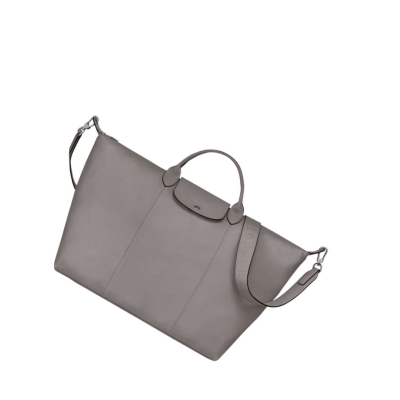 Longchamp Le Pliage Cuir L Reiseveske Herre Grå | NO-XH4981