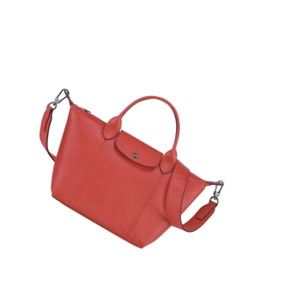 Longchamp Le Pliage Cuir S Håndveske Dame Rød | NO-LH5318