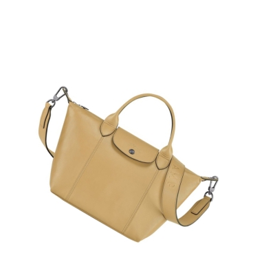 Longchamp Le Pliage Cuir S Håndveske Dame Beige | NO-QF9431