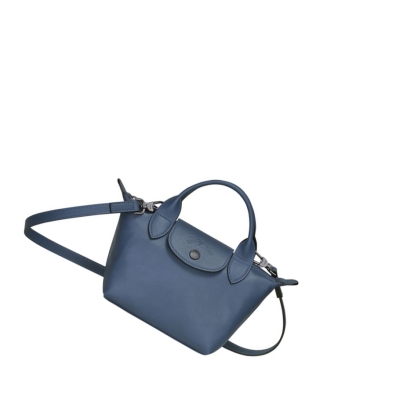 Longchamp Le Pliage Cuir XS Håndveske Dame Blå | NO-BO9641