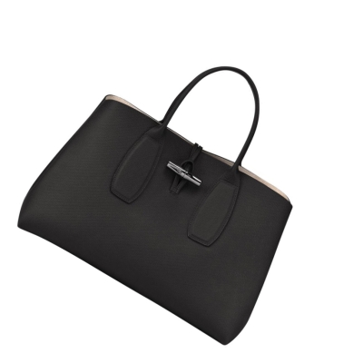 Longchamp Roseau L Håndveske Dame Svarte | NO-GF6758